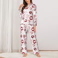 thumbnail image 2 of Fotbe Red Lips Conjunto de Pijama de Manga Larga para Mujer con Estampado, Ropa de Dormir de 2 Piezas, Conjunto de Casa Suave y Cómodo con Bolsillos-Medium, 2 of 7