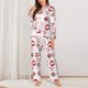 thumbnail image 2 of Balery Red Lips Conjunto de Pijama con Estampado para Mujer, Conjunto de Dos Piezas con Manga Larga, Ropa de Dormir Suave con Bolsillos, Pijamas Cómodos-Medium, 2 of 7