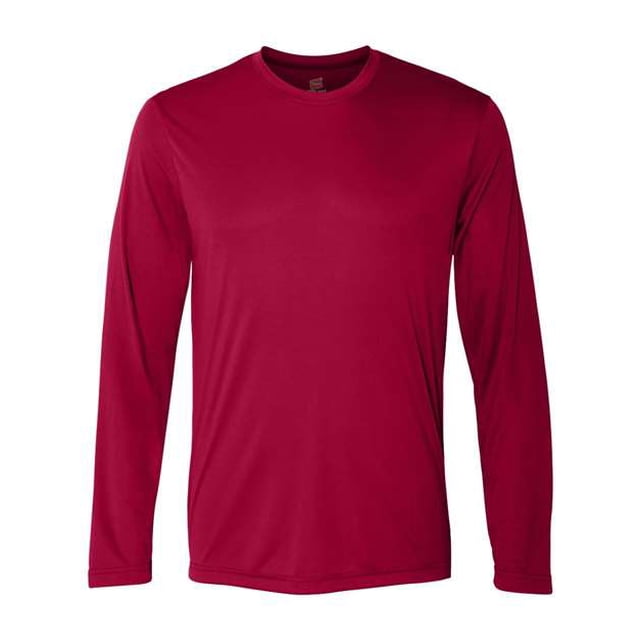 Camiseta de manga larga Hanes Cool DRI'Performance para hombre color rojo oscuro grande 482L