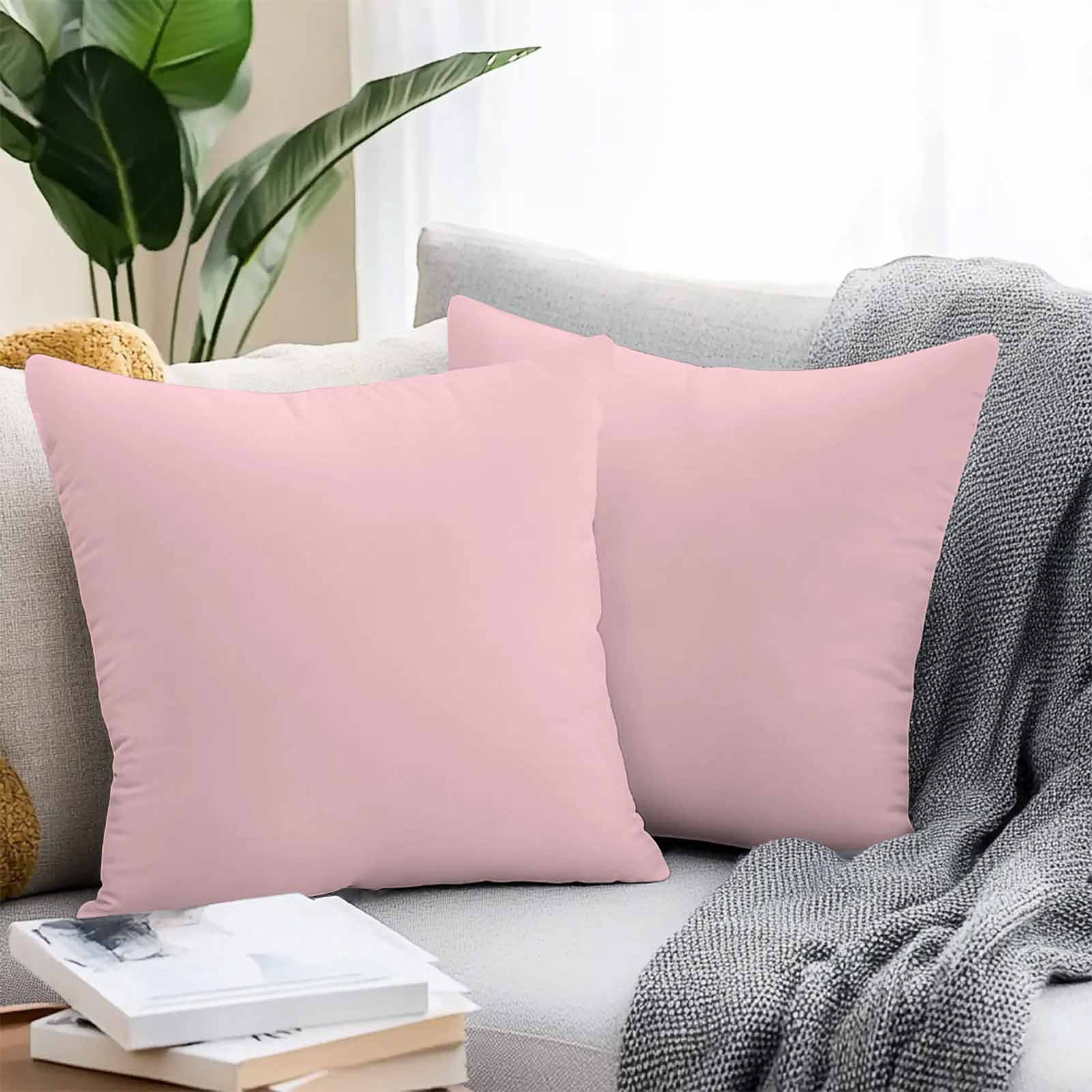 Outdoor Waterproof Throw Pillow Covers Set of 2 Pink Decorative Pillowcases Square Outdoor Pillows Cushion Case 16x16 Inch Solid Color Pink Patio Pillows for Couch Sofa Bed Garden