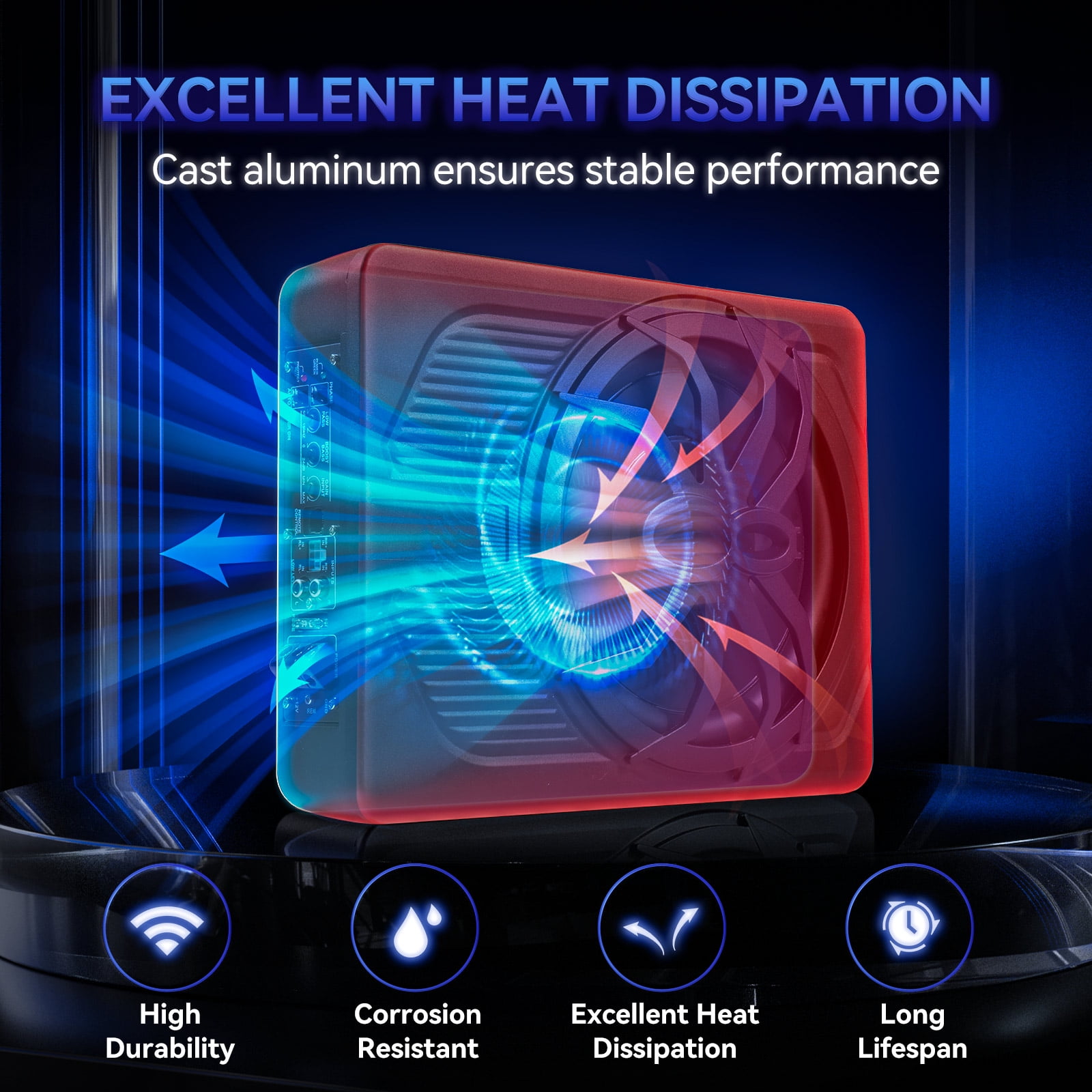 Audew (Andeman) Car Subwoofer amplifier, Ultra-thin10" Large-caliber subwoofer with Blue LED Ambient Light, 800W Stereo Surround Sound built-in amplifier, High/Low Level Input for Car/Truck