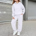 thumbnail image 6 of Cyglowse Hoodie Sweatsuit Set for Boys Girls 2 Piece Hooded Sweatshirt Jogger Sweatpants Tracksuit Kids Athletic Solid Outfits White 6-7Y, 6 of 6