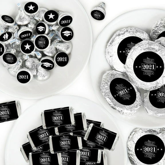 Big Dot of Happiness Graduation Cheers - Mini Candy Bar Wrappers, Round Candy Stickers and Circle Stickers - 2021 Graduation Party Candy Favor Sticker Kit - 304 Pieces