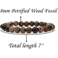 thumbnail image 2 of Angelstones Natural Petrified Wood Fossil Gemstone 8mm Round Beads Stretch Bracelet 7" Unisex, 2 of 4