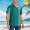 thumbnail image 3 of Honeii Teal Color Print Men’s Hawaiian Shirt,Classic Button-Down Short Sleeve Shirt, for Beach, Vacation, and Outdoor Activities,Medium, 3 of 7