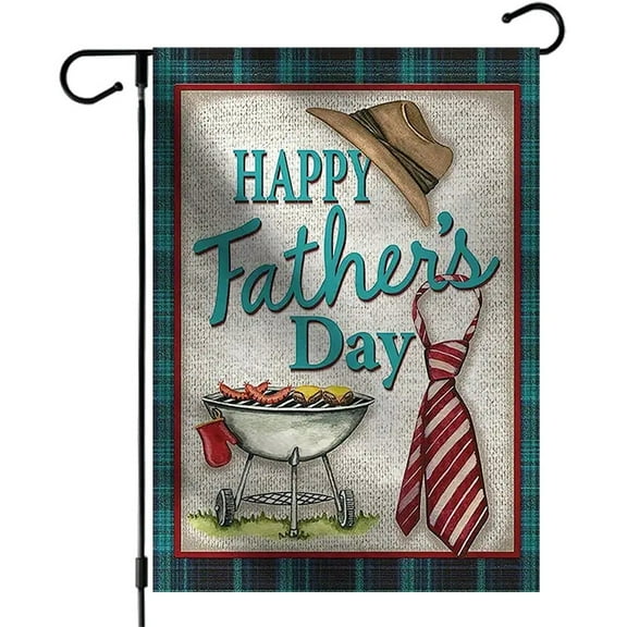 PATLOLLAV Happy Fathers Day Love Best Great Dad Garden Yard Flag 12x 18inch Double Sided Polyester Welcome House Flag Banners for Patio Lawn Outdoor Home Decor