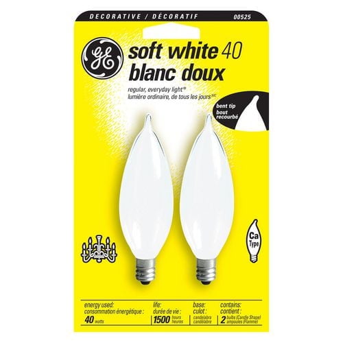 GE 40W Soft White Chandelier Bulbs