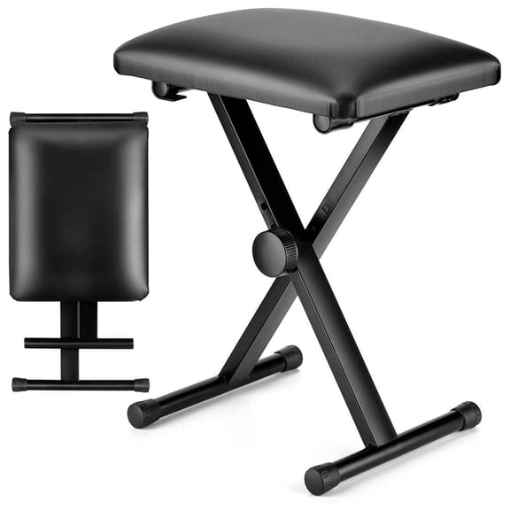 5 Core Keyboard Bench 2 Inch Padded Cushioned Piano Stool Height Adjustable 19" Guitar Seat Portable