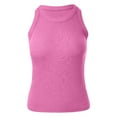 thumbnail image 4 of XAOFW Women's Tank Tops Fashion Solid Color Sleeveless Scoop Neck Ribbed Slim Fit Vest Holiday Vacation Comfortable Cozy Top, 4 of 4