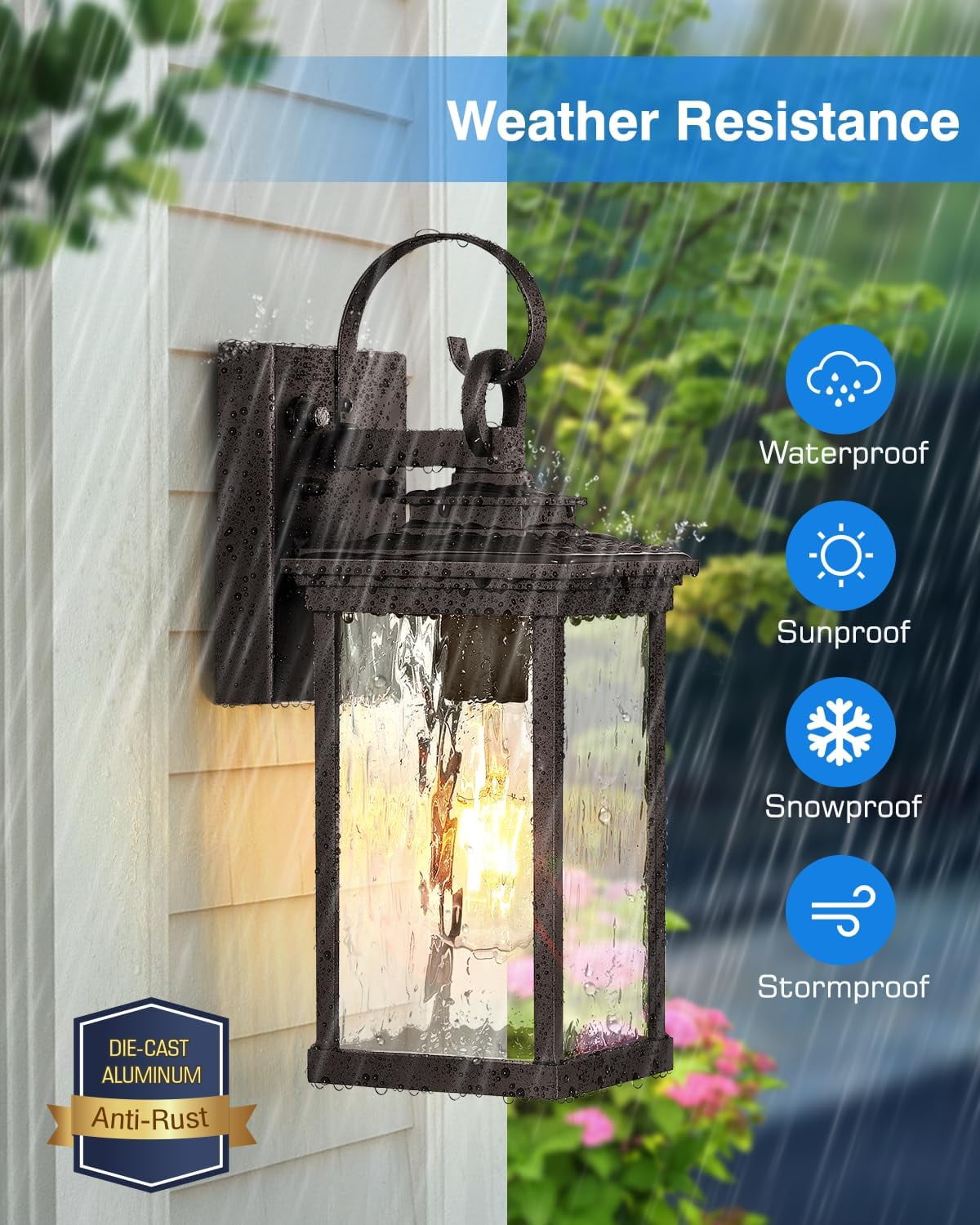 VIANIS 2 Pack Dusk to Dawn Sensor LED Outdoor Wall Sconce, Oil Rubbed Bronze 100% Aluminum Weatherproof Exterior Light for Front Porch, Entry Way, Garage