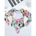 thumbnail image 4 of BeautyIn Women's Long Sleeve Rash Guard Swimsuit Tropical Print Open Back Swimwear, 4 of 6
