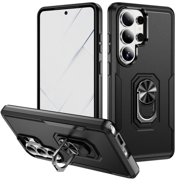 For Samsung Galaxy S26 Ultra 5G Case With 360° Rotation Metal Ring Holder【Magnetic Car Mount】Shockproof Rugged Full Body Protection Heavy Duty Dust/Drop Proof Cover Case,Black