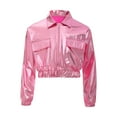 thumbnail image 4 of YUUMIN Veste Métallique Décontractée à Sequins pour Filles et Garçons, Veste à Col Rabattu avec Fermeture Éclair, Vêtements de Sport Rose 8, 4 of 6