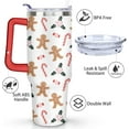 thumbnail image 3 of Christmas Gingerbread Man 40oz Tumbler Cup with Handle and Straw, Cute Xmas Candy Gifts for Women Men, Winter Holiday Stainless Steel Water Bottle 1PC, 3 of 6