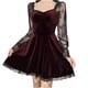 thumbnail image 5 of Vestido gótico de mujer de manga larga ahuecado de encaje adelgazante de gamuza de cintura alta vestido Punk de retazos vestido de noche Pompotops hdfakjf9746, 5 of 9