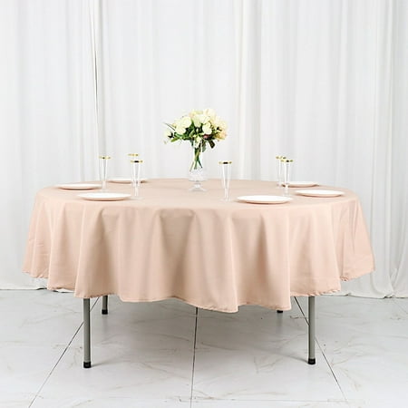 

BalsaCircle 6 Pieces 90 Nude Round Polyester Tablecloths Fabric Table Cover Linens