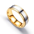 thumbnail image 2 of Entre el anillo de pareja de acero de titanio de dos colores dorado Europa y el anillo liso de acero inoxidable de nicho de Estados Unidos, 2 of 5