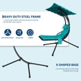 thumbnail image 6 of Outdoor Hanging Curved Chaise Lounge Swing Chair with Removable Canopy & Pillow – Steel Frame Hammock Lounger for Patio, Garden, Pool, Backyard, Dreamy Hammock + Green Mat, 6 of 8