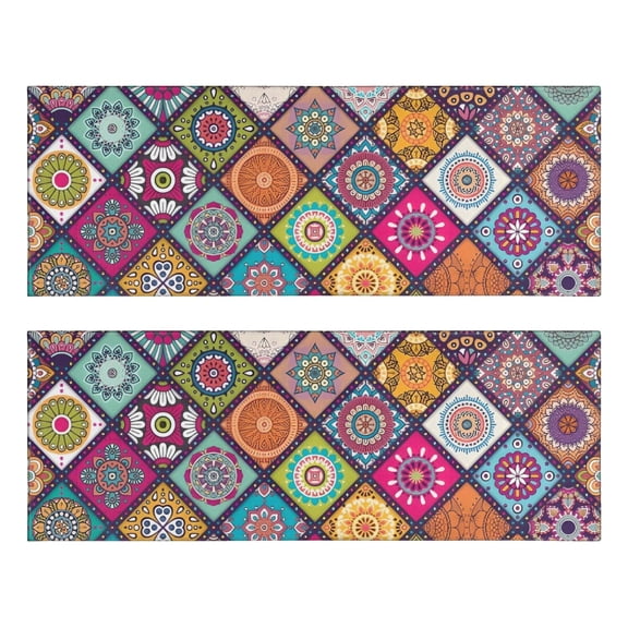 Kitchen Rugs Sets Of 2,Multicolor Ethnic Mandala Pattern Anti Fatigue Kitchen Mat Rugs Non Slip Washable,Decorative Kitchen Floor Mats for Kitchen,Sink,Laundry,17"X47"