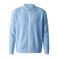 thumbnail image 4 of Mens Zip Up Sweater Jacket Light Slim Fit Knit Stand Collar Ribbed Jackets Color Light Blue Size XL, 4 of 4