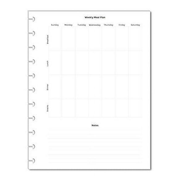 Weekly Dinner Planner Inserts for 11 Disc Planners