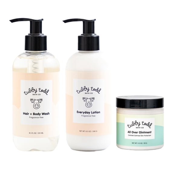 Set de baño y cuidado de la piel para bebé Tubby Todd 251 ml de jabón para cabello y cuerpo, 240 g de loción