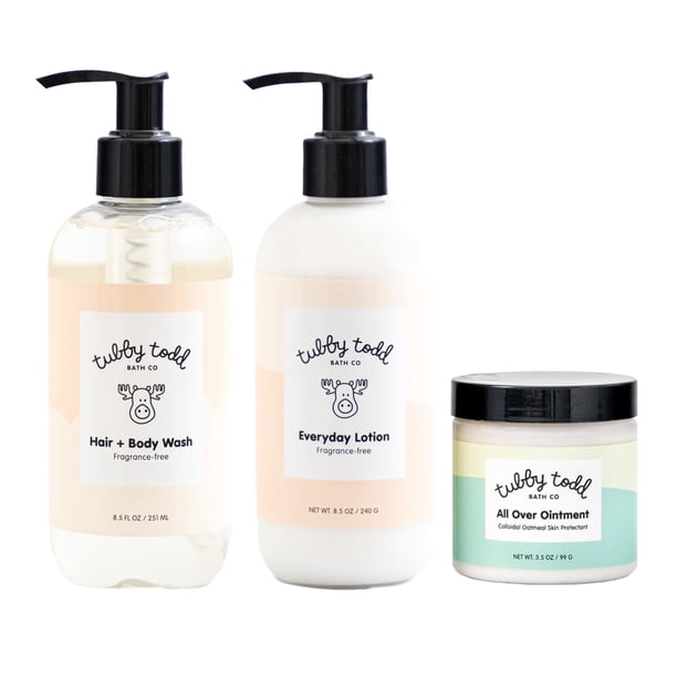 Set de baño y cuidado de la piel para bebé Tubby Todd 251 ml de jabón para cabello y cuerpo, 240 g de loción