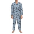 thumbnail image 3 of Naloa Dolphins Men’s Pajamas Set - Long Sleeve Button Down Sleep Shirt and Pajama Bottoms Sleepwear Set-Medium, 3 of 7