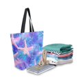 thumbnail image 2 of FORMRS Womens Canvas Tote Bag with Zipper Inner Pocket Shoulder Handbag, Pink Starfish Pattern, 2 of 7