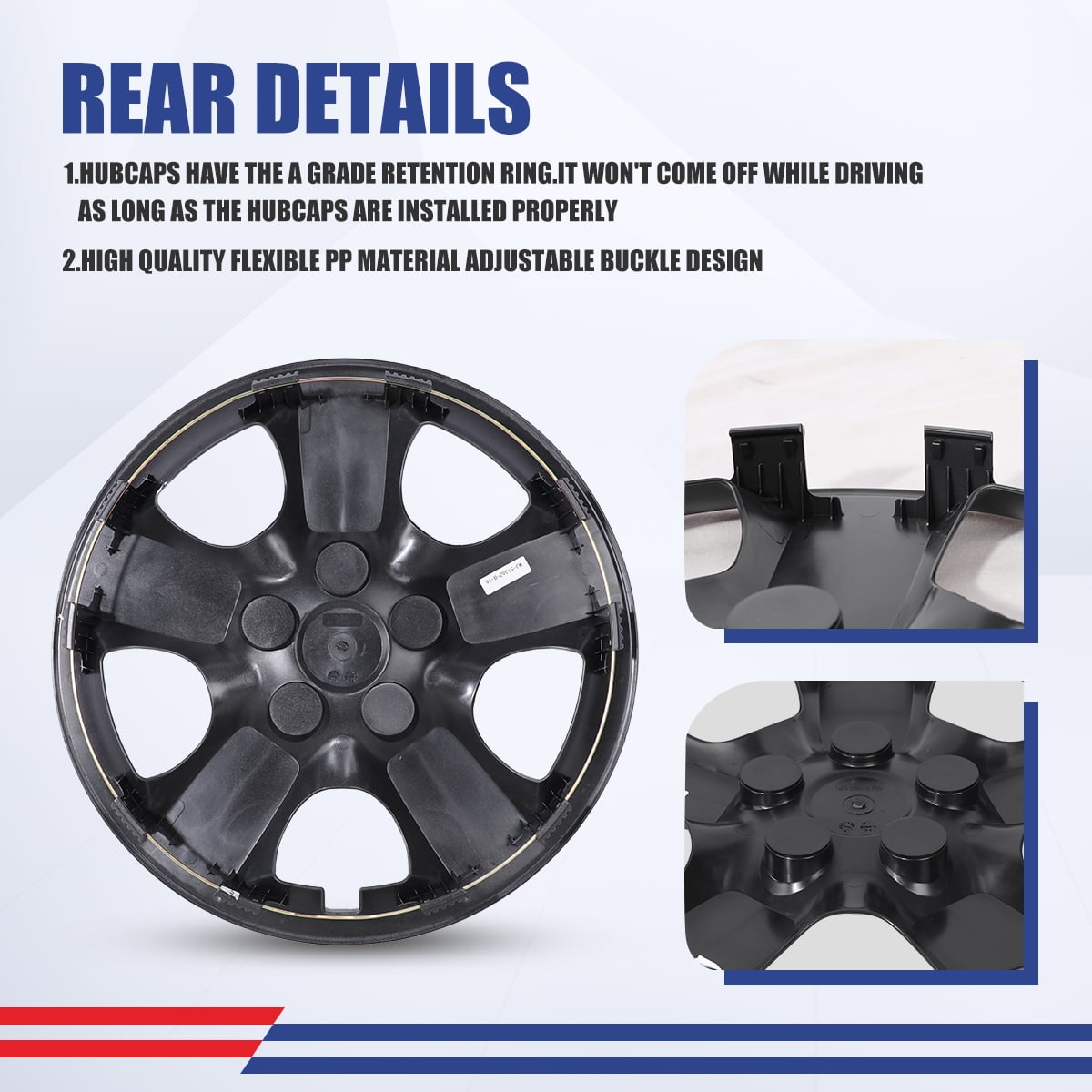 Hubcaps with Decoration nuts 16 inch for Nissan Rogue/Rogue Select 2008-2015 Wheel Rim Covers(Set of 4,Black Matte)