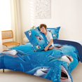 thumbnail image 4 of Feelyou Cartoon Sea Shark Full Size Comforter Sets for Men Boys, Underwater Wildlife Bedding Sets, Blue, Blue Reversible, 3-Piece, 4 of 6