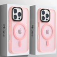thumbnail image 2 of Luxury Matte Frosted Pink Magnetic Wireless Charging Case For iPhone 16 15 14 13 12 11 Pro Max 16 Plus Translucent Bumper Cover grey For iPhone 12Pro 12, 2 of 6