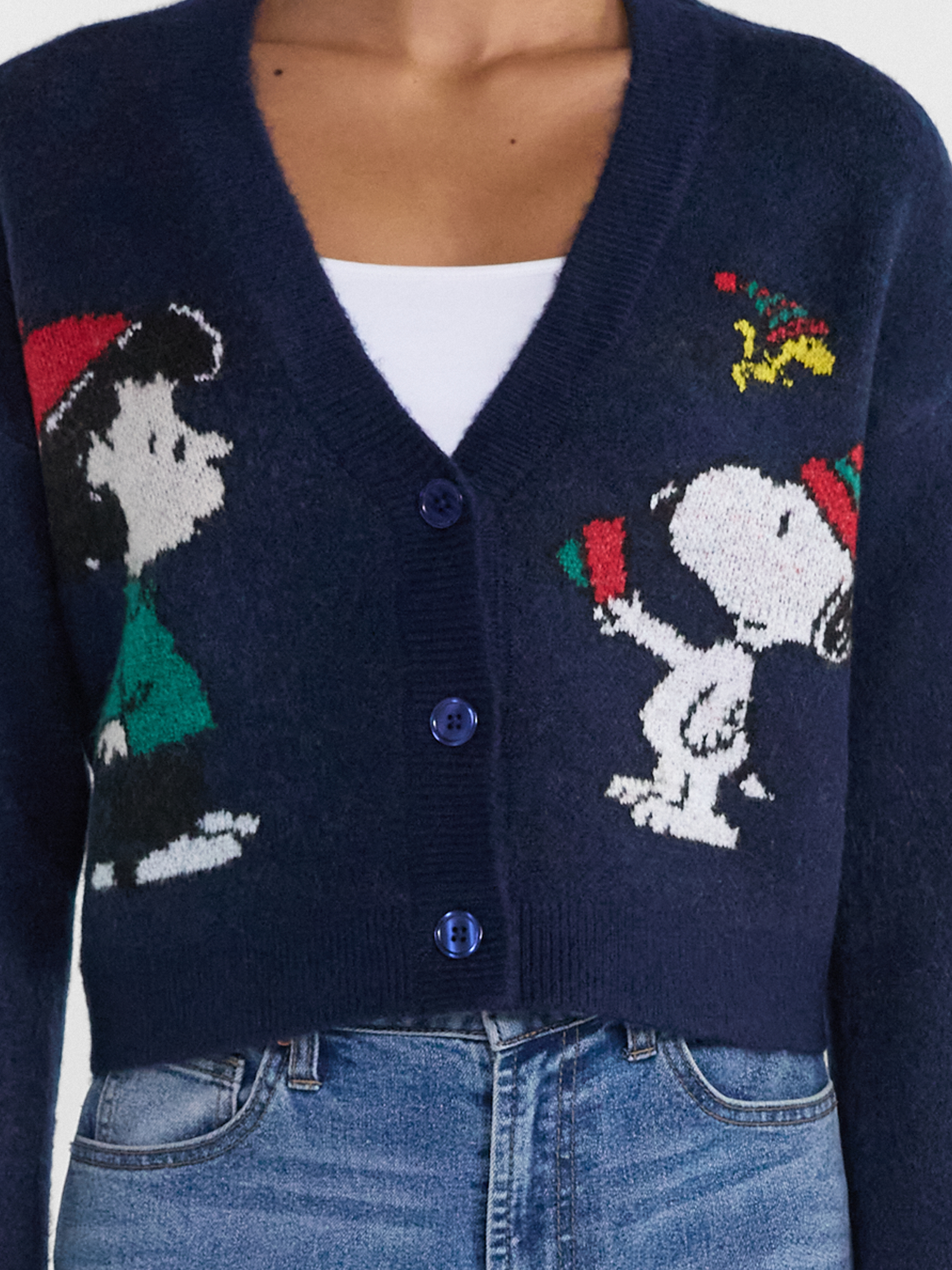 Peanuts Women's V Neck Button Front Cardigan photo 4
