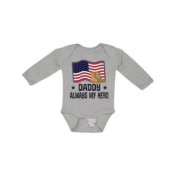 Inktastic Military Daddy Always My Hero Boys or Girls Long Sleeve Baby Bodysuit