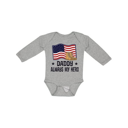 

Inktastic Military Daddy Always My Hero Gift Baby Boy or Baby Girl Long Sleeve Bodysuit
