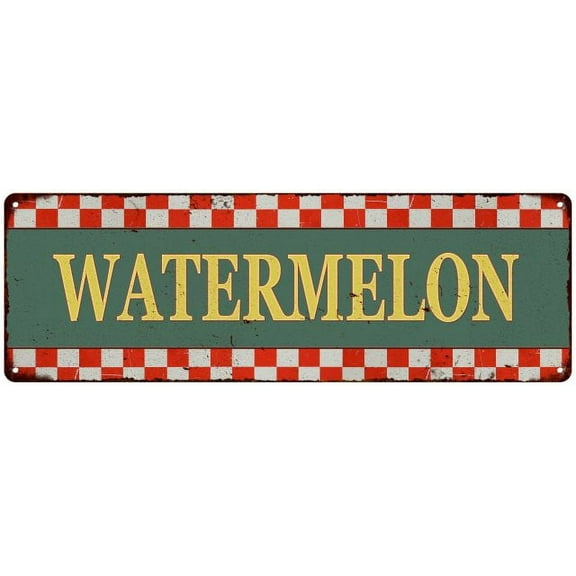 Watermelon Checkerboard Country Style Vintage Metal Sign 6x18 106180075004