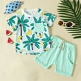 thumbnail image 2 of Winter Savings Clearance! Yievot Summer Toddler Baby Boy Girl Clothes Set Unisex Tree Printed Short Sleeved Pockets 2Pcs Boys Tops Shorts Outfits 0-3 Years, 2 of 7