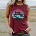 thumbnail image 2 of Women's Tops Dressy Casual Vintage Fashion 2024 Sleeveless Tunic Tops Loose Fit Flowy Retro Sunset Graphic Tank Tops Elegant Going out Blouse Crew Neck Summer Clothes for Teen Girls Wine T Shirts XXL, 2 of 5