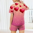 thumbnail image 4 of ABATAB Valentine's Day Lounge Sets for Women Short Sleeve Shorts Pants Button down Love Heart Print Pajama Sleepwear Outfits, 4 of 7