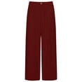 thumbnail image 6 of Cagogo Women Wide Leg High Waisted Pants Casual Loose Long Trousers with Pockets Solid Flowy Beach Vacation Lounge Wear, Wine M, 6 of 7