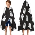 thumbnail image 3 of Black Halloween Ghosts Hooded Bath Towel，50"x30" for Ages 3 To 12 Kids, Quick Dry Lightweight Soft Microfiber Hood Beach Towel Cover Up for Kids, 3 of 7