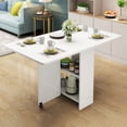 Folding Dining Table with 2 Layers Storage, 3 in 1 Movable Folding ...