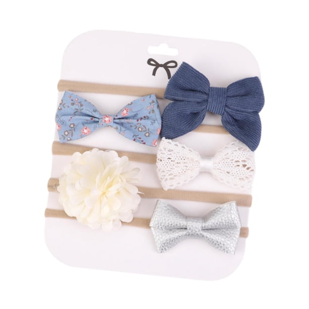 Conjunto de 5 diademas con lazo para bebé, de nailon flexible y , para recién nacidos de 3 a 6 meses. estilo E