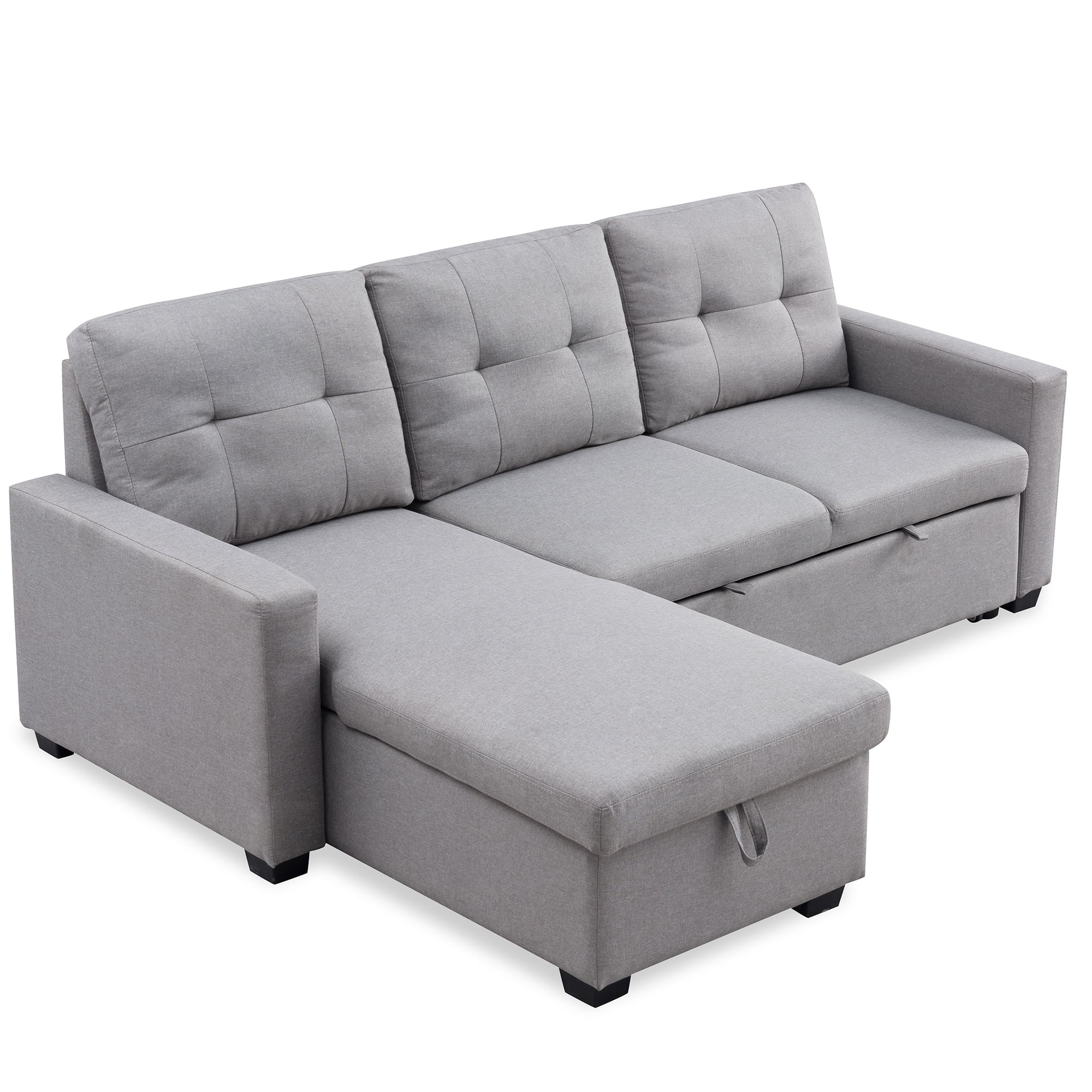 Modern corner sofa bed with two corner sofa bed containers White Grey 