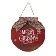 thumbnail image 4 of Letrero navideño de madera para puerta, letrero colgante redondo de Navidad con lazo, letra colgante decorativa para interiores, copo de nieve, 4 of 14