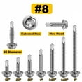 thumbnail image 3 of 20PCS 410 #8 #10 #12 Stainless Steel Self Tapping Screws for Metal  Hex Head Self Drilling Screws Rust Proof Wood Screws Assor, 3 of 6
