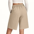 thumbnail image 5 of ClodeEU Women's Elastic Waist Knee Length Shorts,Loose Fit Casual Summer Bermuda Pants Khaki,Womens Plus S, 5 of 5