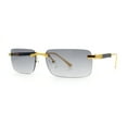 thumbnail image 4 of Mens Luxury Hip Hop Rapper Beveled Rimless Narrow Rectangle Sunglasses Gold - Smoke, 4 of 8