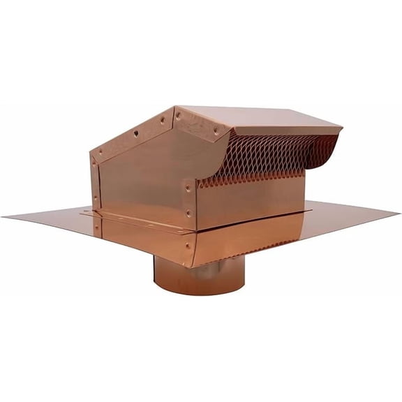 Copper Rooftop Exhaust Vent Cap with Damper and Bottom Extension (10 Inch)