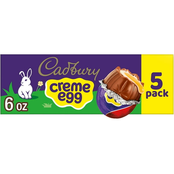 Cadbury Creme Egg Chocolate with Fondant Easter Candy, Eggs 1.2 oz, 5 Count